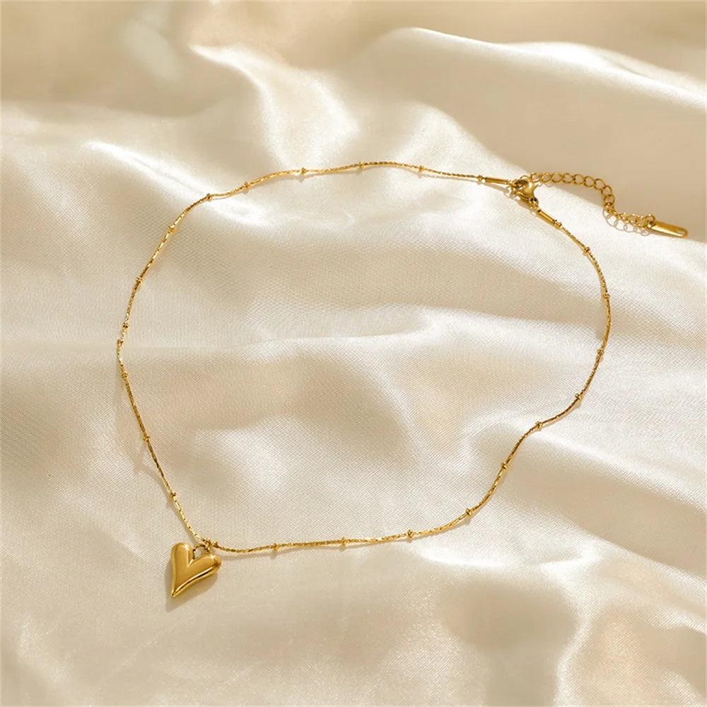 EILIECK 316L Stainless Steel Heart Love Necklace Bracelets Earrings Set For Women New Trendy 18K Gold Plated Waterproof Jewelry