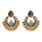 Ethnic Retro Green Sector Carved Turkish Jhumka Earrings For Women Indian Jewelry Pearl Tassel Earrings