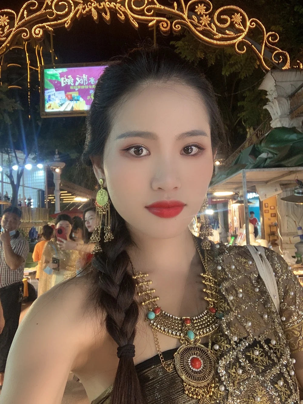 Ethnic Style Retro Geometric Round Bead Bells Tassel Long Dangling Earrings Women Indian Jhumka Jewelry