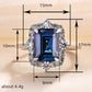 2025 New Blue Cube Zircon Attends Banquet Ring Fashionable, Elegant, High End Women's Bridal Luxury Inlaid Jewelry Accessories