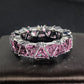 Pink Cubic Zirconia Ring Suitable for Women's Engagement Wedding Luxury Accessories Sparkling Silver Fashion Jewelry
