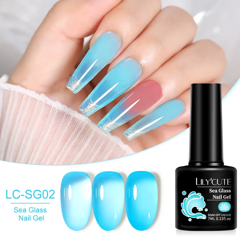 LILYCUTE 7ml Translucent Jelly Gel Nail Polish Autumn Colorful Rose Red Purple Semi Soak off UV LED Nail Art UV LED Gel Varnish