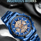 2025 Mens Quartz Watches Top Brand Luxury Stainless Steel Waterproof Hollow Out Blue Big Male Wristwatches Relogio Masculino