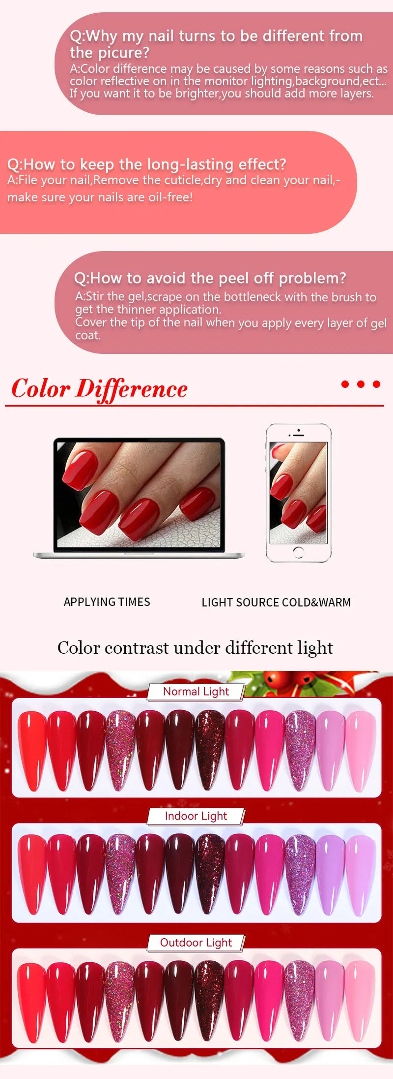 LILYCUTE Ancora Red Autumn Winter Gel Nail Polish Semi Permanent Soak Off UV LED Gel Varnish Manicure Nail Supplies