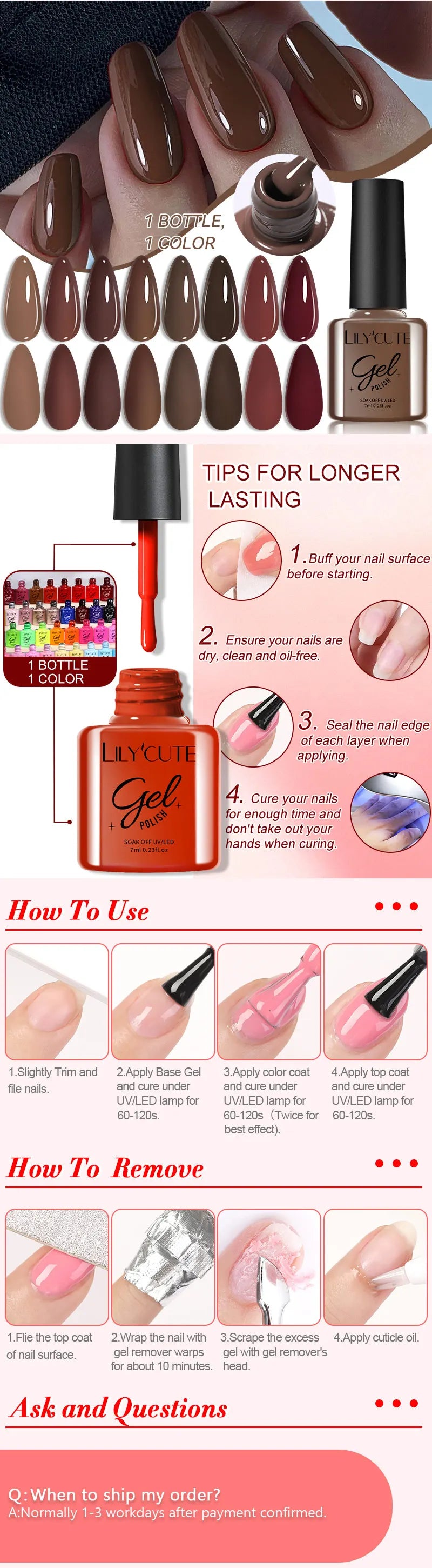 LILYCUTE Ancora Red Autumn Winter Gel Nail Polish Semi Permanent Soak Off UV LED Gel Varnish Manicure Nail Supplies