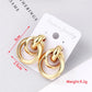 Exaggerated Twisted Dangle Earrings for Women Gold Color Metal Drop Earrings Heavy Multi Circles Earrings pendientes mujer