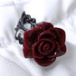Punk Gothic Red Rose Rings Adjustable Hollow Rings for Women Witch Pagan Vintage Halloween Cool Girl Gift Party Jewelry Gift