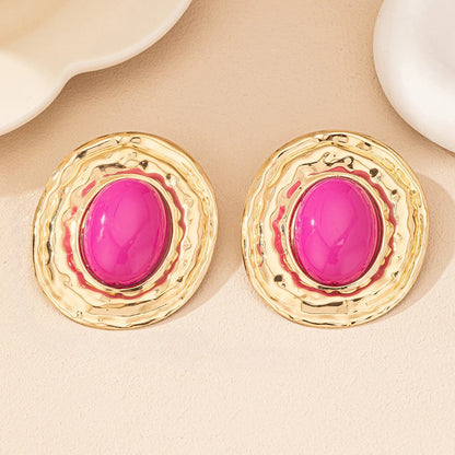 Stud Earrings For Women Round Metal Geometric Ear Accessories Holiday Party Gift Fashion Jewelry CE214