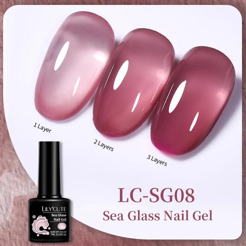 LILYCUTE 7ml Translucent Jelly Gel Nail Polish Autumn Colorful Rose Red Purple Semi Soak off UV LED Nail Art UV LED Gel Varnish