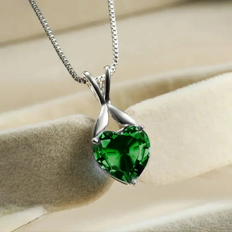 2025 Gorgeous White/Green/Purple/Pink Cubic Zirconia Women Necklace Simple and Elegant Design Female Wedding Trendy Jewelry