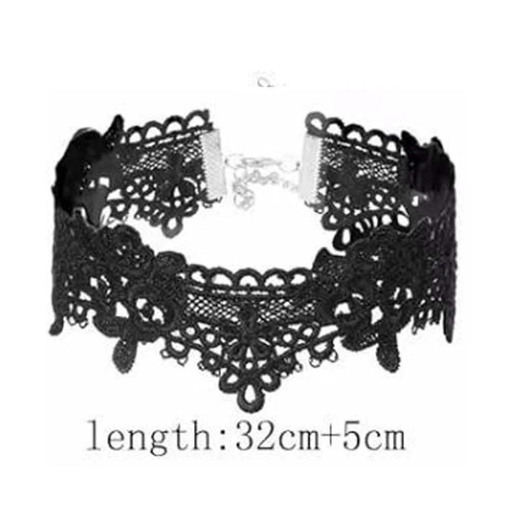 Neo-Gothic Punk Black Sexy Lace Chokers Necklace For Women Fashion Retro Clavicle Chain Halloween Collar Choker Steampunk Gifts