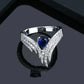 2025 New Blue Cube Zircon Attends Banquet Ring Fashionable, Elegant, High End Women's Bridal Luxury Inlaid Jewelry Accessories