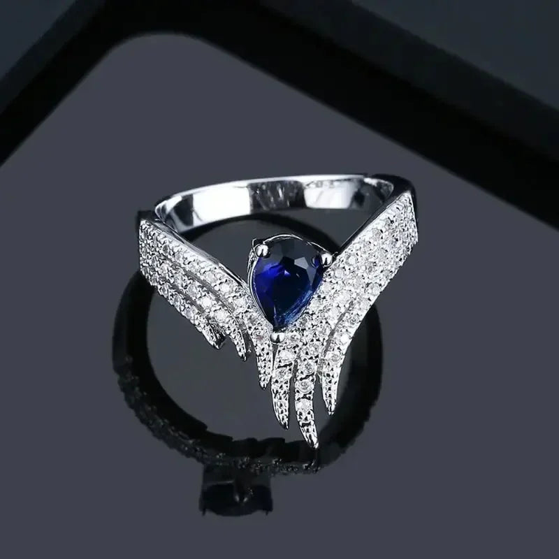 2025 New Blue Cube Zircon Attends Banquet Ring Fashionable, Elegant, High End Women's Bridal Luxury Inlaid Jewelry Accessories