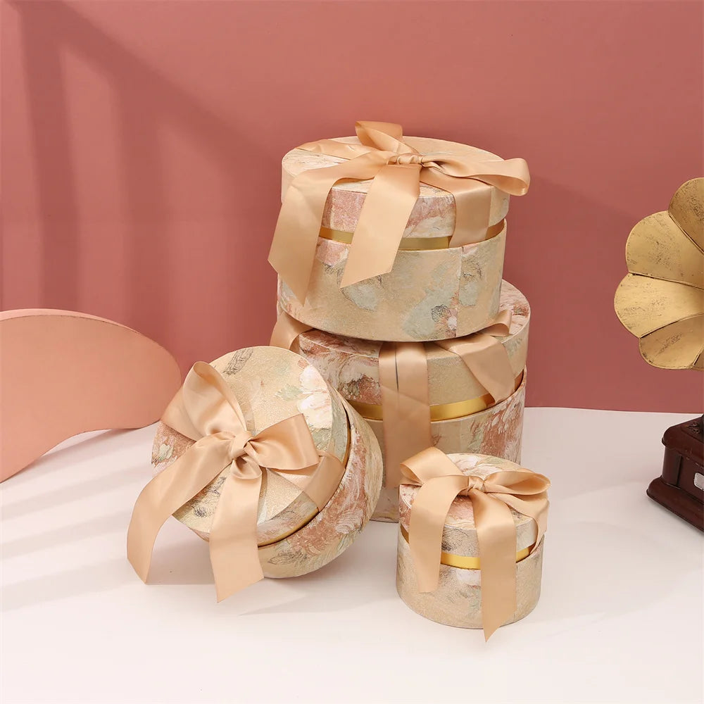 Candy Box With Bow Ribbon Round Gift Packaging Boxes