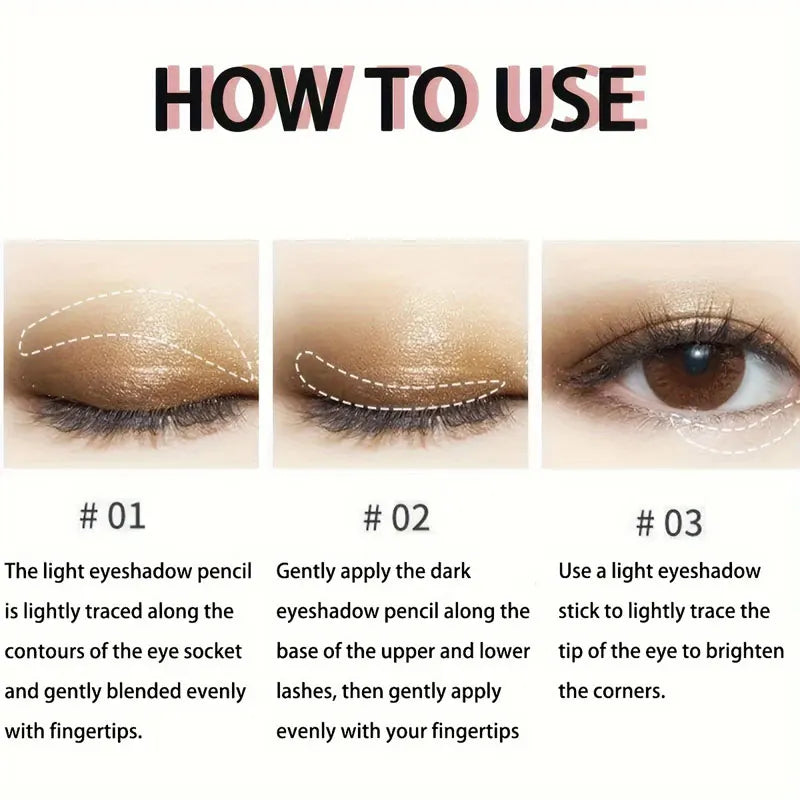 Double Head Eyeshadow Stick Colorful Shimmer Brown High Waterproof Cream Eyes Shadow Pencil Long Lasting Makeup Cosmetic