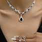 3 pieces of women's crystal droplet necklace with earrings set for wedding evening dress accessories