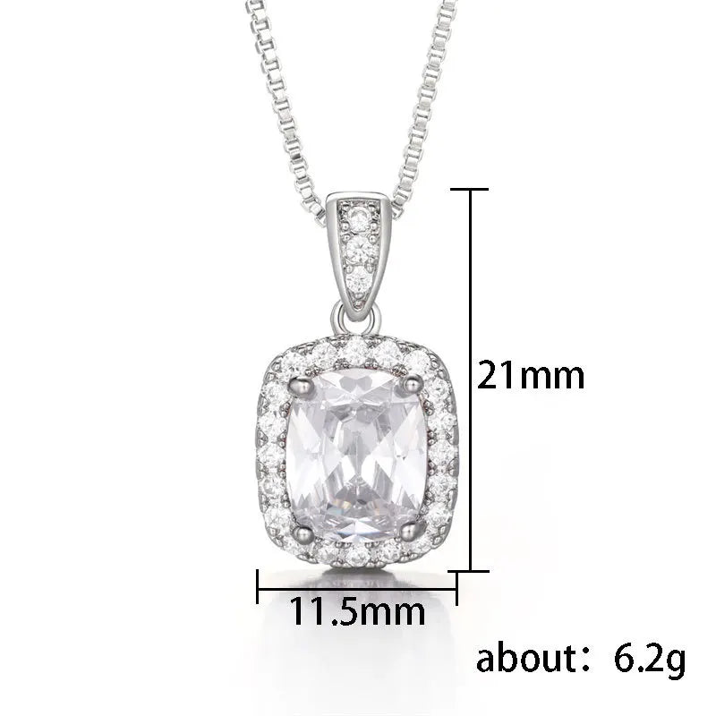2025 Gorgeous White/Green/Purple/Pink Cubic Zirconia Women Necklace Simple and Elegant Design Female Wedding Trendy Jewelry