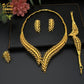 ANIID Dubai Jewelry Sets Gold Color 24k Luxury Big African Nigerian Necklace Bracelets Earring Ring For Wedding Jewelri Party