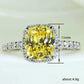 New Elegant Yellow Cubic Zirconia Women Rings Luxury Wedding Anniversary Party Lady's  Accessories Bright Fashion Jewelry
