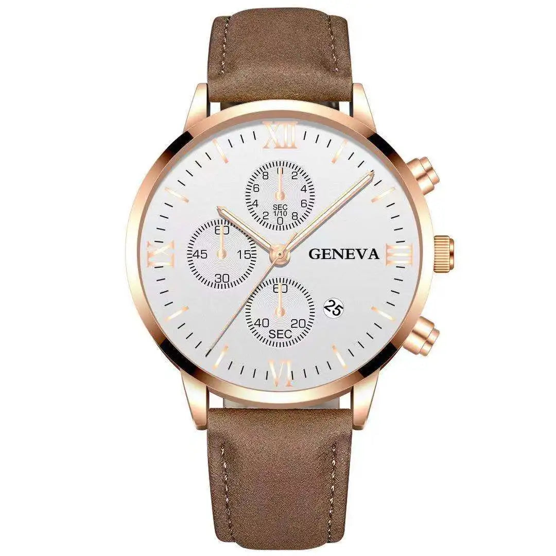 Fashion Geneva Men's Wristwatch Date Alloy Case Leather Analog Quartz Sport Watch Male Clock Top Brand Luxury Relogio Masculino