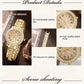 Golden Watch Women Ring Necklace Earrings Rhinestone Fashion Wristwatch Female Casual Ladies Watches Bracelet Set Clock