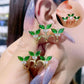 925 Silver Needle Green Flower Earrings For Women Korean Fashion Jewelry 2025 Trending Luxury Zircon Leaf Women's Stud Earrings