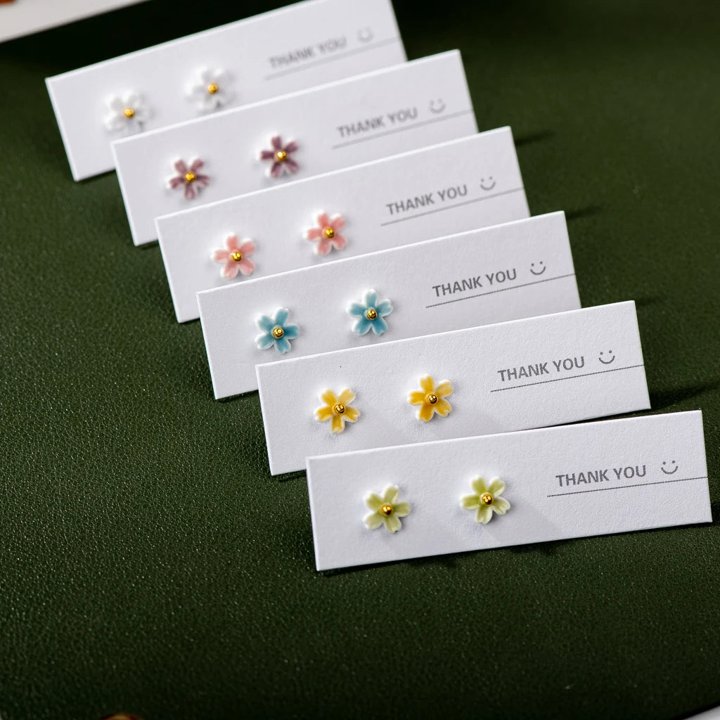 Handmade Multicolor Ceramic Flower Earrings With Stainless Steel Pin - Trendy And Eye-catching Jewelry Z638