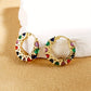 New Rainbow Rectangular Cubic Zirconia Hoop Earrings for Women Bling Luxury Wedding Accessories Party Fashion Jewelry