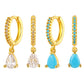 Delicate Cubic Zirconia Drop Earring for Women, Turquoise Droplets