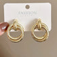 Double Layer Round Circle Dangle Earrings for Women Vintage Simple European Golden Metal Drop Earrings Geometry Jewelry Gift