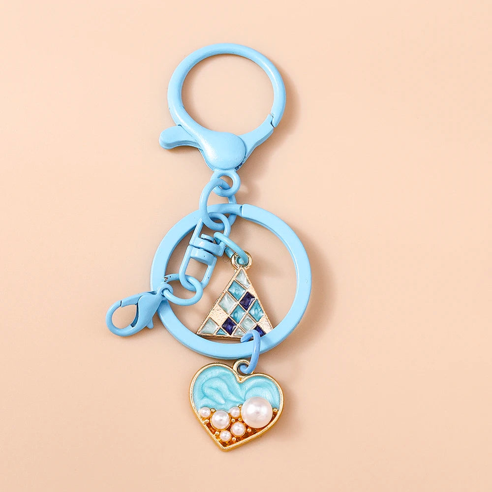 Cute Enamel Flower Butterfly Keychain Women Girls Love Heart Key Ring Pendants Handbag Decor DIY Handmade Jewelry Gifts