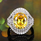 New Elegant Yellow Cubic Zirconia Women Rings Luxury Wedding Anniversary Party Lady's  Accessories Bright Fashion Jewelry