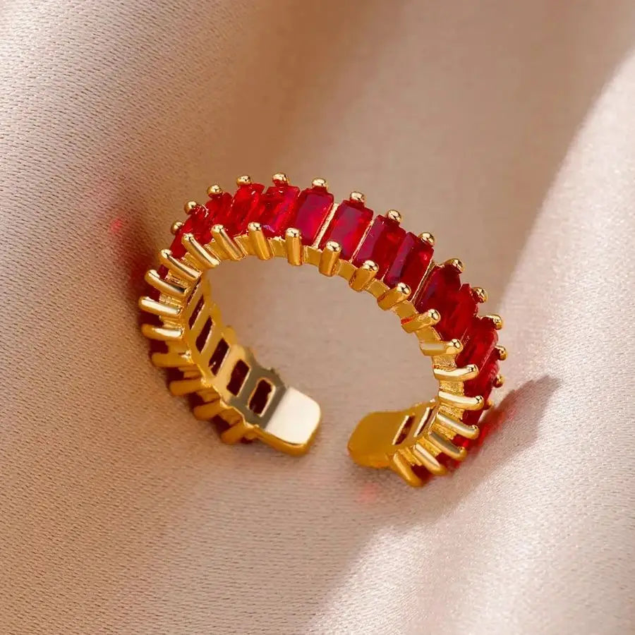 Delicate Colorful Zircon Rings for Women New In Gold Color Wedding Ring Aesthetic Fashion Jewelry Gift anillos mujer