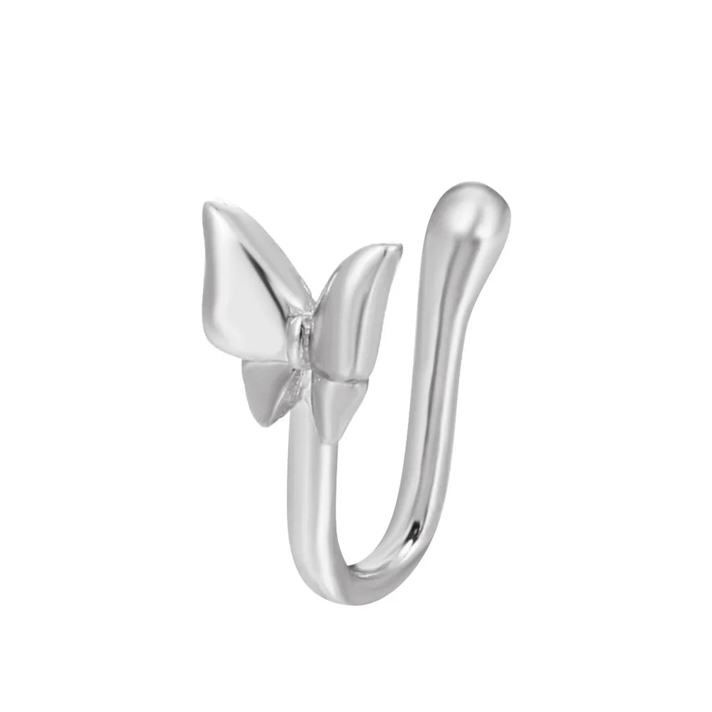 Zenat Vintage Gold Dragon Butterfly Faux Nose Ring Jewelry