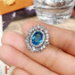 2025 New Fashion Sea Blue Cubic Zirconia Women's Wedding Ring Luxury Engagement Party Elegant   Brilliant Jewelry