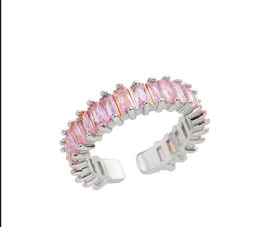 Colored Cubic Zircon Square Rings For Women Men Stainless Steel Gold Color Crystal Wedding Ring Luxury Jewelry Gift bague femme