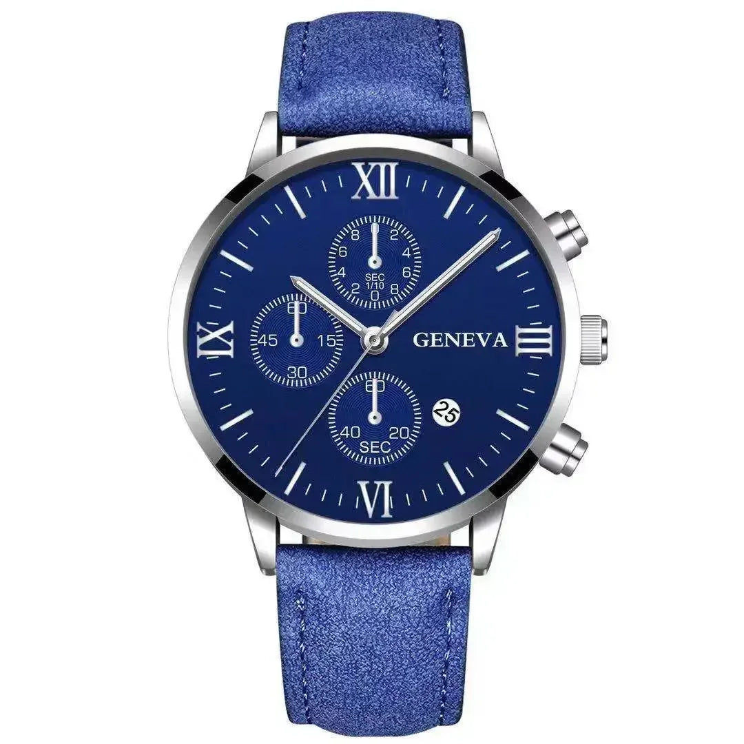 Fashion Geneva Men's Wristwatch Date Alloy Case Leather Analog Quartz Sport Watch Male Clock Top Brand Luxury Relogio Masculino