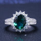 2025 New Luxury High End Party Women's Ring Bright Green Oval Crystal Noble  Retro Style Accessories Gorgeous Gift