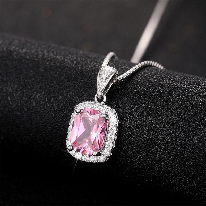 2025 Gorgeous White/Green/Purple/Pink Cubic Zirconia Women Necklace Simple and Elegant Design Female Wedding Trendy Jewelry