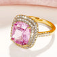 Style Pink Sparkling Zircon Princess Square Engagement Ring for Ladies and Girlfriends Luxury Proposal  Gift Fashion Jewelry