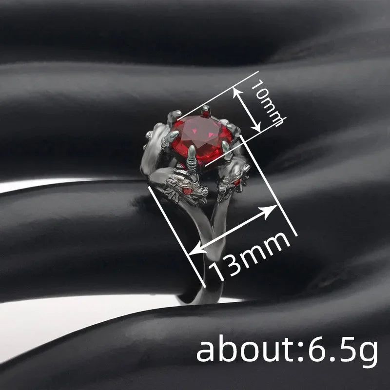 2025 European and American Red Cubic Zirconia Ring, Oval Geometric Fashion Temperament Elegant and Dazzling Jewelry Accessories