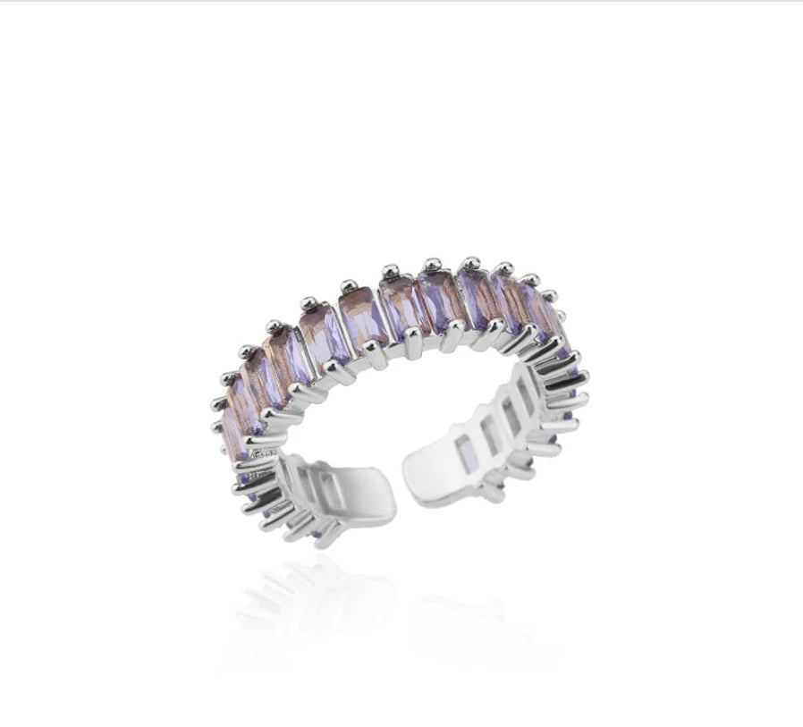 Colored Cubic Zircon Square Rings For Women Men Stainless Steel Gold Color Crystal Wedding Ring Luxury Jewelry Gift bague femme