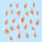 24 Pcs Short Coffin Press On Nails Pink White False Nails with Rhinestone Reusable Fake Nails With Jelly Tab