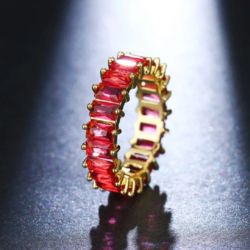 Luxury Female White Crystal Stone  Ring Irregular Zirconia Wedding Rings for Women Trendy Geometric Zircon Engagement Ring