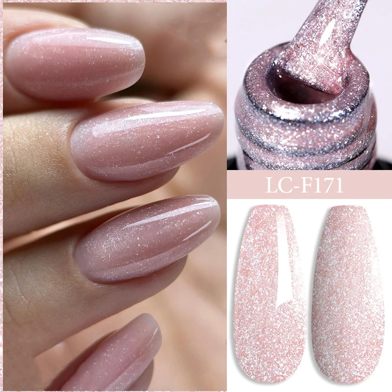 LILYCUTE 7ML Bright Red Sparkling Gel Nail Polish Silver Reflective Gel Colorful Shinning Glitter Manicure Nail Art Gel Varnish