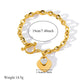 EILIECK New Fashion Stainless Steel Metal Double Heart Necklace Bracelet For Women Fashion Waterproof 3-Color Jewelry Set Gift
