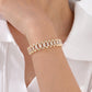 Paperclip Chain Bracelet 14K Gold Plated Cubic Zirconia Watch Strap Chunky Link Adjustable Stackable Jewelry For Women Girl Gift