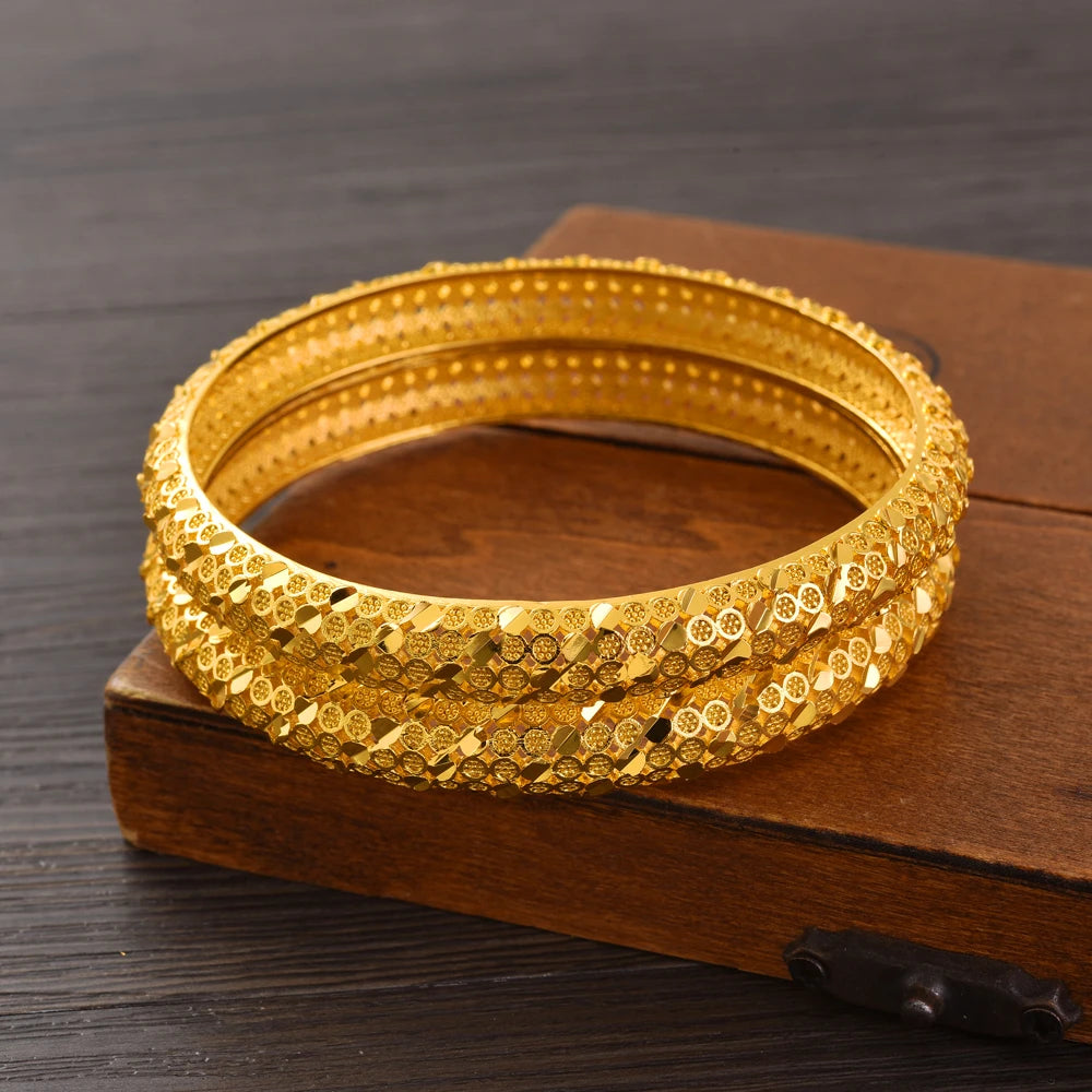 Bangrui 24K Dubai Gold Color Wedding Jewelry For Women Men Saudi Arab Bracelet&Bangles Jewelry