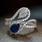2025 New Blue Cube Zircon Ring Fashionable and Elegant High End Women's Bridal Wedding Luxury Personalized Jewelry Accessories