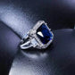 2025 New Blue Cube Zircon Attends Banquet Ring Fashionable, Elegant, High End Women's Bridal Luxury Inlaid Jewelry Accessories